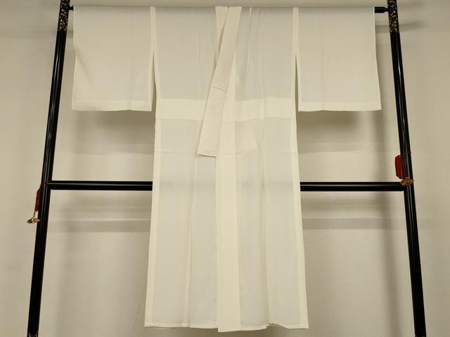 美品 夏物 裄64.4cm 絽 白地 長襦袢(正絹）Js594 夏物 裄64.4cm 絽 白地 長襦袢 正絹 150cm～156cm Js594（長襦袢