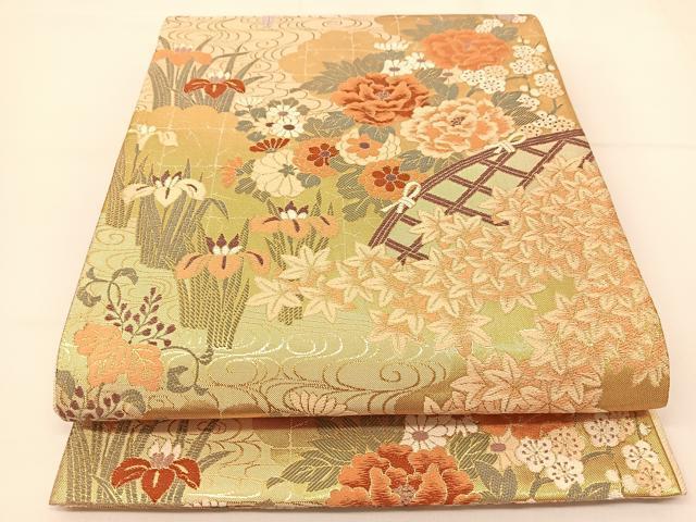 O0644 未使用品 逸品 希少 手描き コアラ 正絹 袋帯 未使用 辻が花 纐纈 膨れ織り 銀糸 袋帯 正絹 青 黄緑 紫