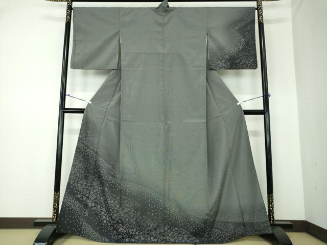 本塩沢　証紙有り　着物　縞柄　塩沢お召　やまだ織　曽根ノリ子作　紬 焦げ茶 本塩沢 証紙有り 着物 縞柄 塩沢お召 やまだ織 曽根ノリ子作 紬