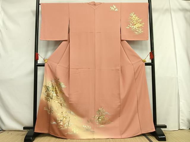 D557＋　D609 訪問着　花車　流水　金彩　正絹　着物　袷　未使用極美品 Yahoo!オークション -訪問着(女性和服、着物)の落札相場・落札価格
