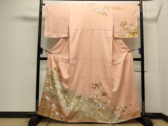 正絹訪問着　刺繍　鳳凰文　暈し染め　金彩　⑨( 留袖、紬、袋帯なども出品) 6378❱ フルセット 色留袖 華文 金駒刺繍 一つ紋 袋帯 帯締 正絹