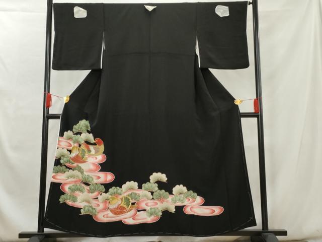 【新品未使用】留め袖着物　家紋入り 楽天市場】【正絹黒留袖 未仕立て 仮絵羽 印籠と百寿柄】礼装 黒