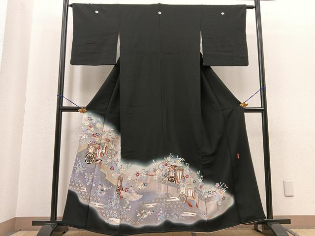 逸品❇️ますいわ屋扱い黒留め袖　有名作家手描友禅暈し染め　22点総フルセット 逸品❇️ますいわ屋扱い黒留め袖 有名作家手描友禅暈し染め