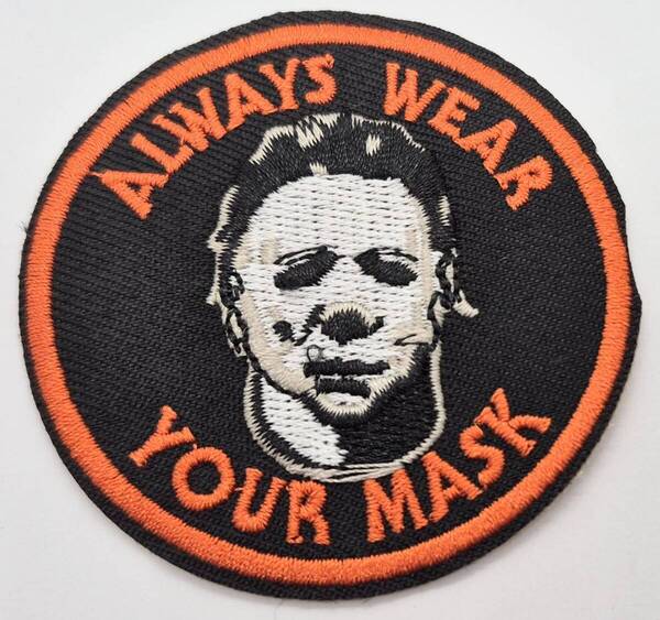 送料無料 ハロウィン ブギーマン ホラー映画 パッチ アイロン のりつき 刺繍 ワッペン アップリケ アメリカン雑貨 スマアク