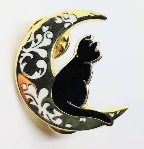 送料無料 月 ネコ 猫 ねこ メルヘン ピンブローチ ピンズ PINS バッジ バッヂ アメリカン雑貨 スマアク