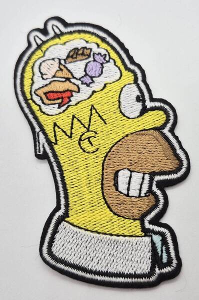送料無料 ザ・シンプソンズ 脳内 パッチ アイロン のりつき 刺繍 ワッペン アップリケ アメリカン雑貨 スマアク