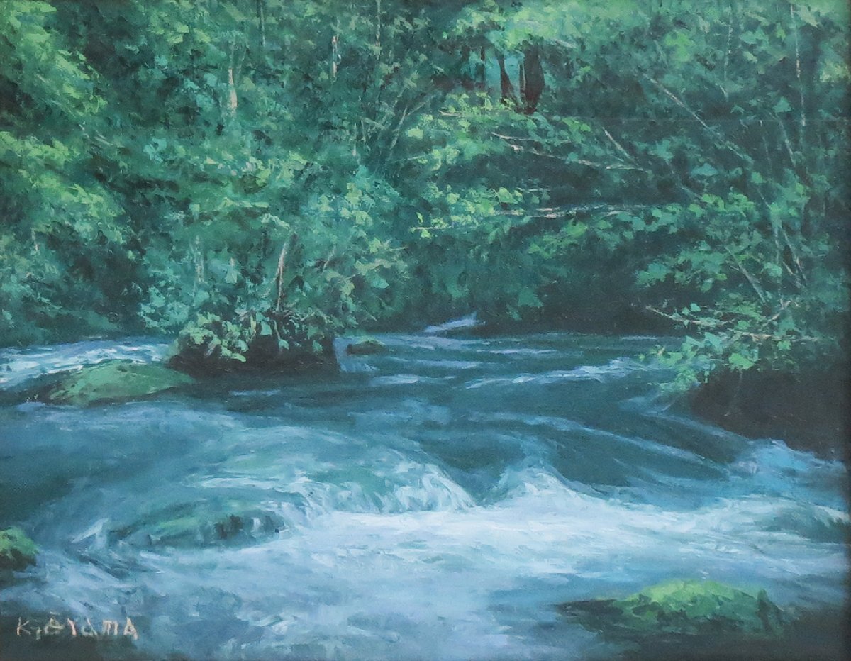 【真作】絵画　山川義夫　油彩8号　黒岳　山岳風景画　夏嶺の光　W196 油絵(油彩画)｜Artmeter｜暮らしを彩るアートが、きっと見つかる