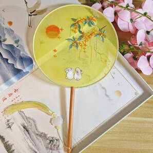 うちわ 両面刺繍 上品 花柄 透け感 団扇 伝統手芸 花火大会 踊り ウサギ 兎