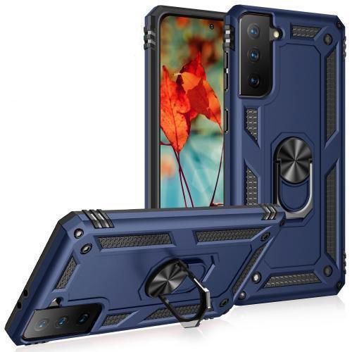 Galaxy S21 5g SC-51B SCG09 ケース 合金製リング 耐衝撃 車載ホルダー 軽量 ネイビー