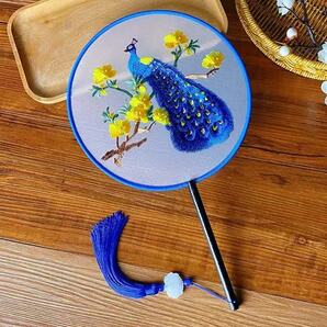 うちわ 両面刺繍 上品 団扇 和装 浴衣 花火大会 踊り お祭り 鳳凰 黄色花