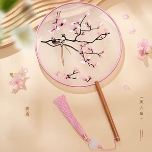 うちわ 両面刺繍 上品 花柄 透け感 団扇 和装浴衣 花火大会 写真撮影 鳥と花