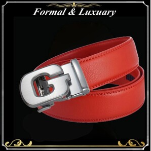 ベルト j40【赤】レッド 穴なし 無段階調整ベルト ゴルフベルト 人気 オートロック メンズ 革 ジーンズ ビジネス カジュアル