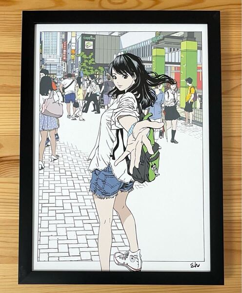 【江口寿史】額装品『街カードフェスタ吉祥寺2014』② / A4サイズ 額入り イラスト ポスターライクデザイン