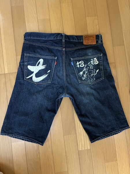 Ted Company テッドカンパニー テッドマン TDHP-02 ペイント ハーフ ショート デニムパンツ 濃紺 W36 古着