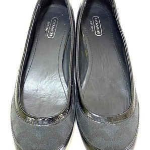 【即決】COACH コーチ オプアート バレエシューズ ブラック レザー パテント 6B 23.0cm Q536 F0007/G09 フラットシューズ