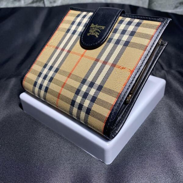 Burberry 財布 バーバリー 折り財布 ノバチェック がま口 ヴィンテージ