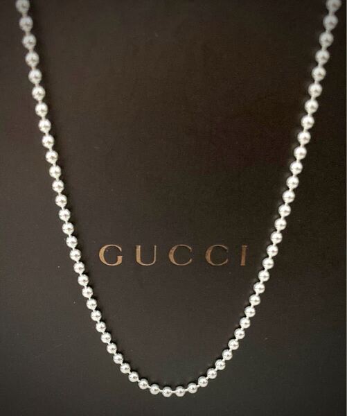 【即決/送料込み】正規品/美品 GUCCI/グッチ ボールチェーンネックレス シルバー925 ドッグタグチェーン(62cm)