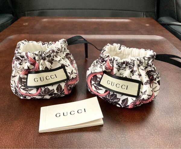 GUCCI/グッチ ジュエリー保存袋/巾着/アクセサリー入れ 小冊子付き ピンクスネーク/蛇(リング.ブレス.ピアス.ネックレス保存に)2枚セット