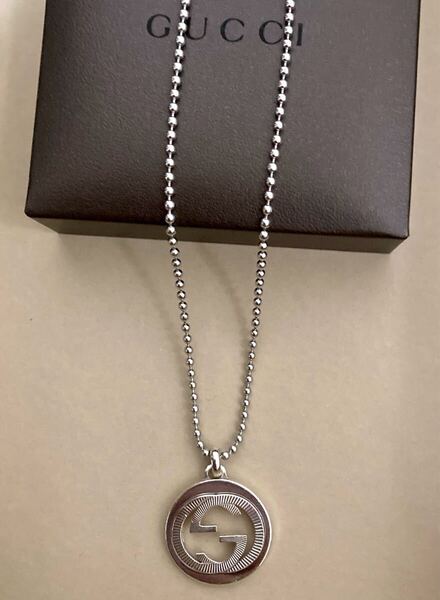 【即決/送料込み】GUCCI/グッチ インターロッキング/ギョーシェ/ダブルG ネックレス/ペンダント(チェーン50cm)