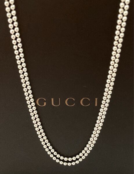 【即決/送料込み】(B)美品 GUCCI/グッチ ネックレス ダブルボールチェーン/Wチェーン シルバー925