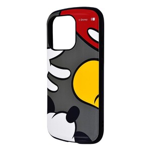iPhone16Pro ケース ディズニー ミッキーマウス グレー 衝撃吸収 ハイブリッド 保護 カバー キャラクター アイフォン アイホン