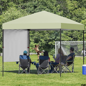 【遮熱・UVカットできるワンタッチタープテント】 耐水タープ 1.8m サイドシート付き アウトドア フェス オリーブグリーン