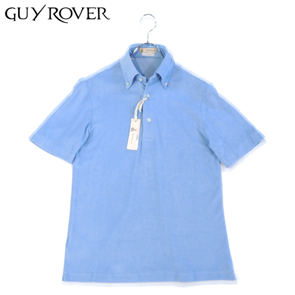 【40%OFF・新品・M】GUY ROVER(ギローバー)コットンパイル 半袖ボタンダウンポロシャツ ブルー PC224-541501