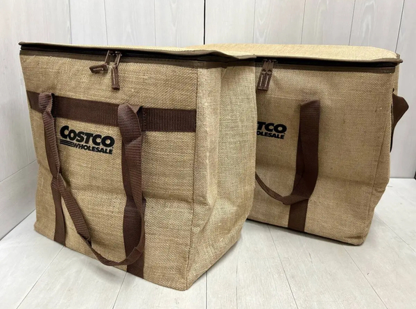 送料無料 ★ 未使用 ! 45L 60L 2個 ! COSTCO コストコ サスティナブルジュートクーラーバッグ 保冷バッグ インド麻 アウトドア キャンプ