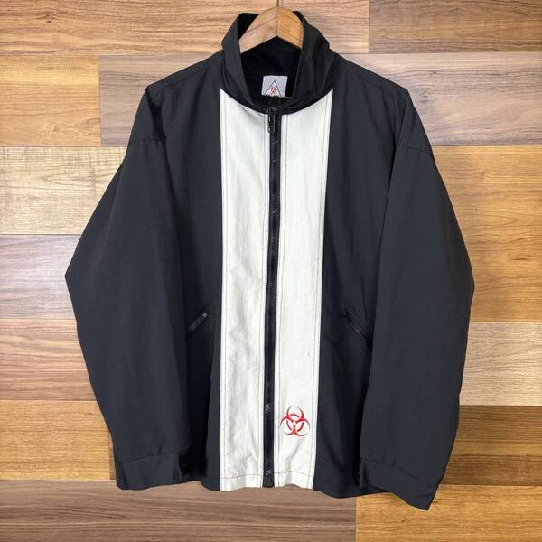 USA製 90s HAZ-MAT BIOHAZARD ロゴ ツートン切り替え ナイロン ジャケット サイズ メンズ M アメリカ製 90年代 VINTAGE 古着 r25071769
