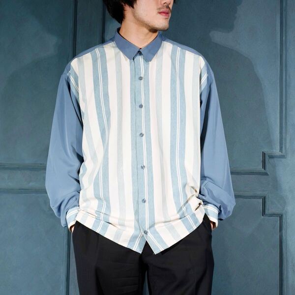 USA VINTAGE Lords STRIPE PATTERNED DESIGN SHIRT/アメリカ古着ストライプ柄デザインシャツ