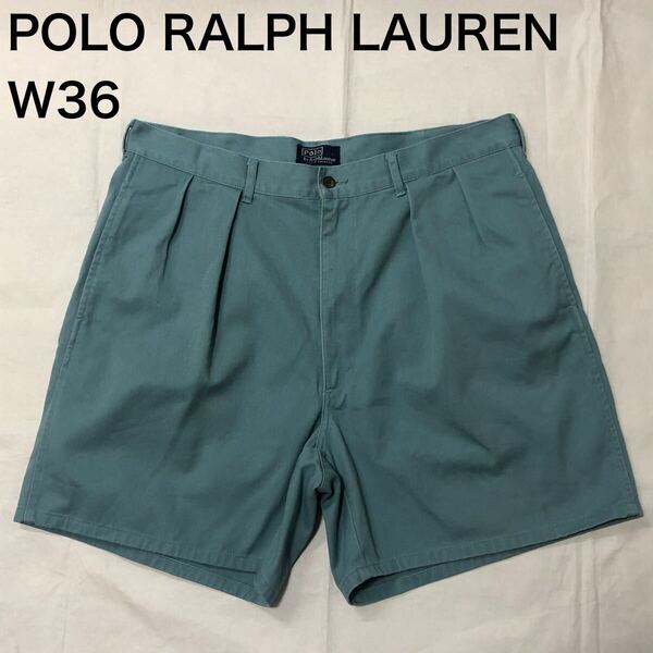 【送料無料】POLO RALPH LAURENチノショートパンツくすみパステル青系メンズw36サイズ ポロラルフローレンショーツハーフパンツボトムス