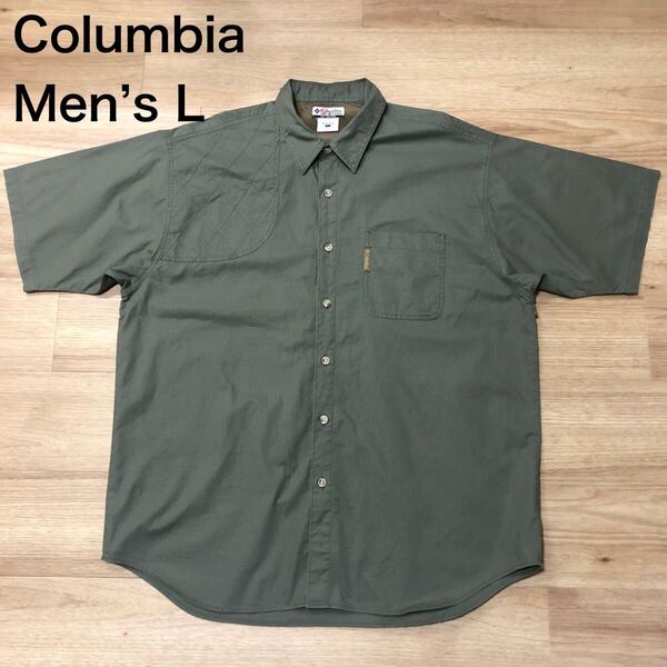 【送料無料】Columbia半袖ハンティングシャツ オリーブ メンズLサイズ コロンビアアウトドアシャツ半袖シャツ登山