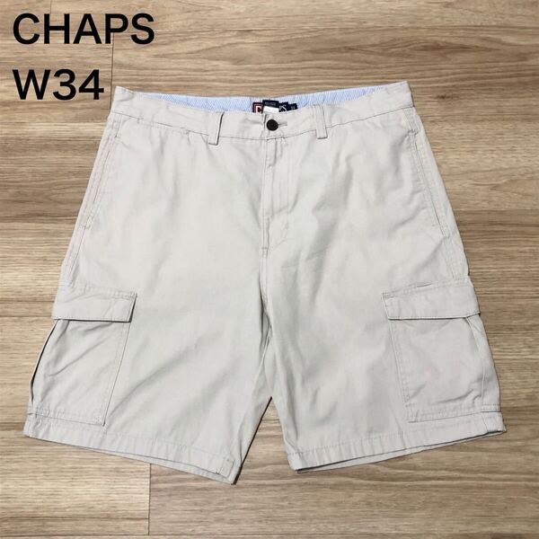 【送料無料】90s CHAPSハーフパンツ アイボリー メンズw34サイズ チャップスラルフローレンRalph Laurenショートパンツギアショーツ