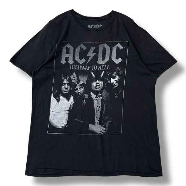 AC/DC(エーシーディーシー) Highway to Hell 公式 バンドTシャツ L 地獄のハイウェイ オフィシャル当時物 半袖Tシャツ 古着