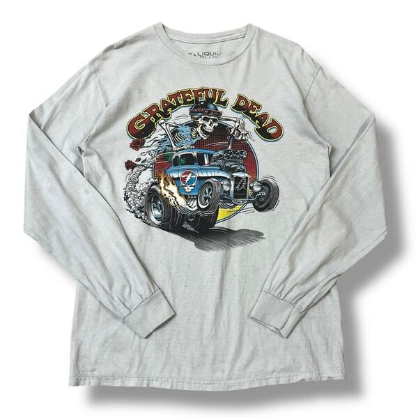 GRATEFUL DEAD(グレイトフルデッド) スカルプリント 公式 バンドTシャツ M Liquid Blue オフィシャル当時物 長袖Tシャツ 古着