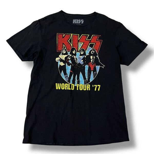 KISS(キッス) ワールドツアー 1977 公式 バンドTシャツ L オフィシャル当時物 バンT 半袖Tシャツ 古着