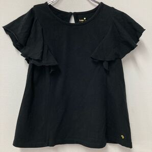 ♪ kate spade New York ケイトスペード ニューヨーク ショルダーフリルタンクトップ 150cm ガールズ ワンポイント刺繍 黒 ブラック