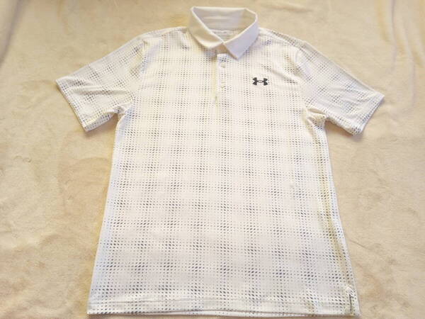 超美品 UNDER ARMOUR アンダーアーマー ゴルフ ポロシャツ 幾何学模様デザイン総柄 サイズMD
