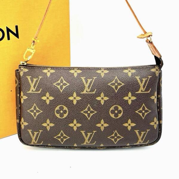 LOUIS VUITTON ルイヴィトン モノグラム M51980 ポシェット アクセソワール アクセサリーポーチ ハンドバッグ ブラウン PVC レザー