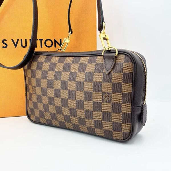 LOUIS VUITTON ルイヴィトン トゥルーストワレット25 ダミエエベヌ レザー PVC ブラウン ショルダーバッグ 鞄 クロスボディ 通勤 通学