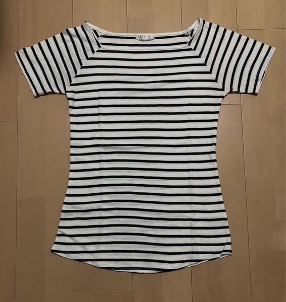 PARK GIRL パークガール ボーダー半袖Tシャツ スクープドネック 白×黒 Lサイズ