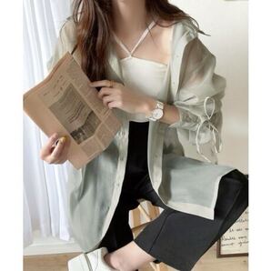 Classical Elf クラシカルエルフ mily bilet ミウィビレット バッグドロストシャツ シアーシャツ グレージュ Mサイズ