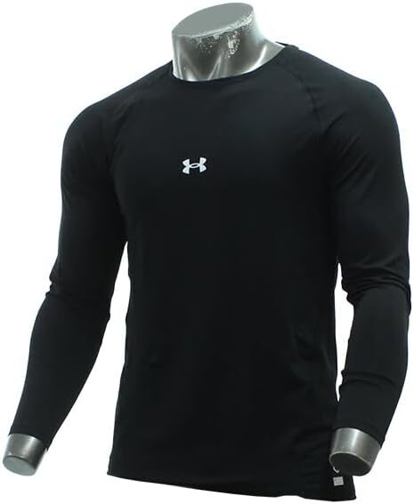 送料無料! 新品未使用 タグ付き UNDER ARMOUR アンダーアーマー UA ヒートギア 長袖 丸首シャツ ブラック Lサイズ 吸汗速乾 UPF40