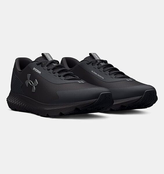送料無料! 中古美品 UNDER ARMOUR アンダーアーマー UA チャージド ローグ3 ストーム(ランニング/MEN)撥水加工 ブラック 27cm