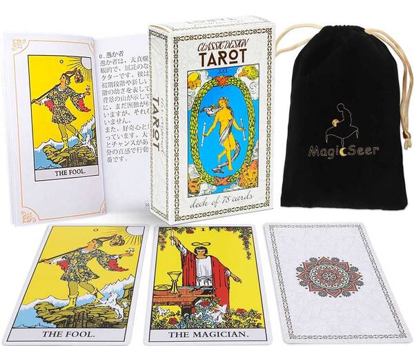 【人気商品】ベルベットバッグ 日本語ガイドブック付き タロット占いデッキ クラシックなタロットカードの定番78枚 MagicSee