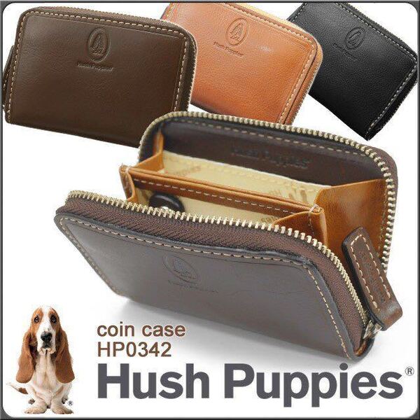 ハッシュパピー 小銭入れ ラウンドファスナー コインケース Hush Puppies マゴ 牛革 HP0342