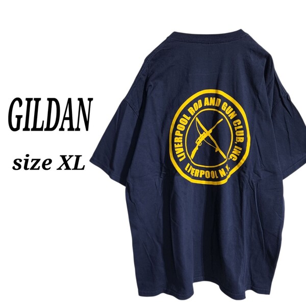 GILDAN ギルダン ショートスリーブ プリントTシャツ 半袖 バックプリント 胸ポケット メンズ XL オーバーサイズ ビッグシルエット 90s
