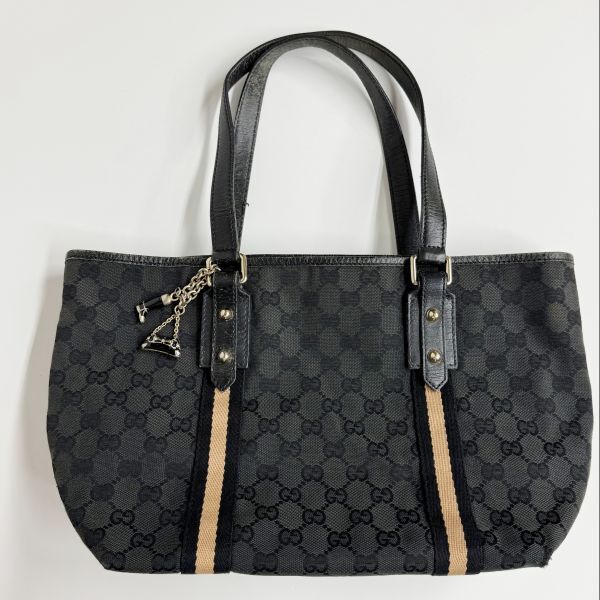GUCCI シェリーライン GG トートバッグ ブラック レザー シマ Yahoo!オークション -「グッチ シェリーライン トート」の落札