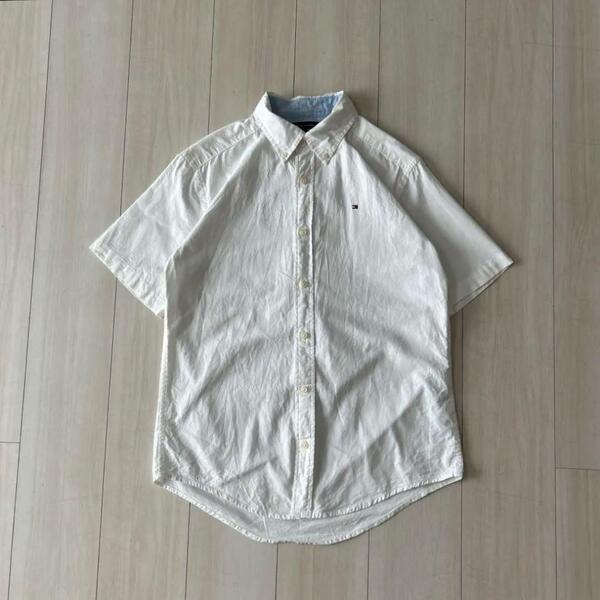 Tommy Hilfiger トミーフィルガー 白 半袖シャツ ボタンダウン M
