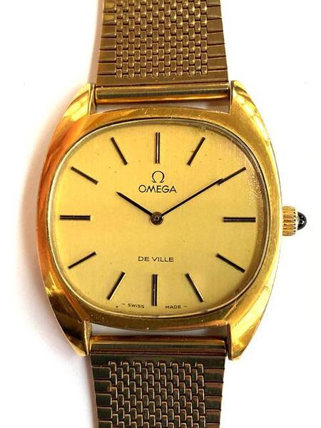 【即決/現在稼働】 OMEGA オメガ デヴィル De Ville デビル アンティーク 手巻き 男性用腕時計 ゴールド ステンレス GP 社外ベルト